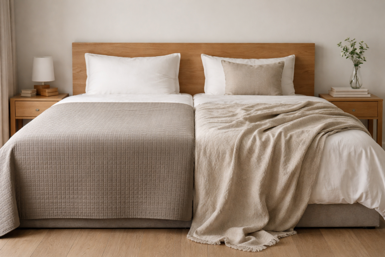 Hotelstramt eller hverdagsblødt: sådan vælger du sengetæppets størrelse og fald