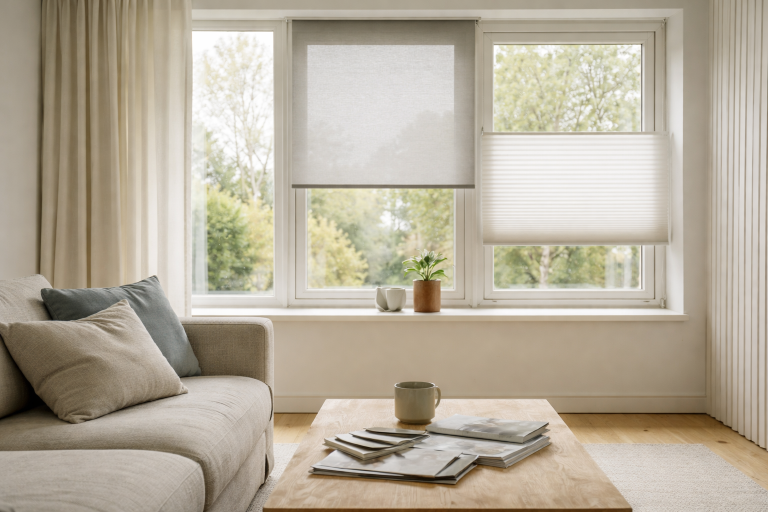 Solafskærmning i stuen uden bommerter: sådan vælger du rigtigt til dine vinduer