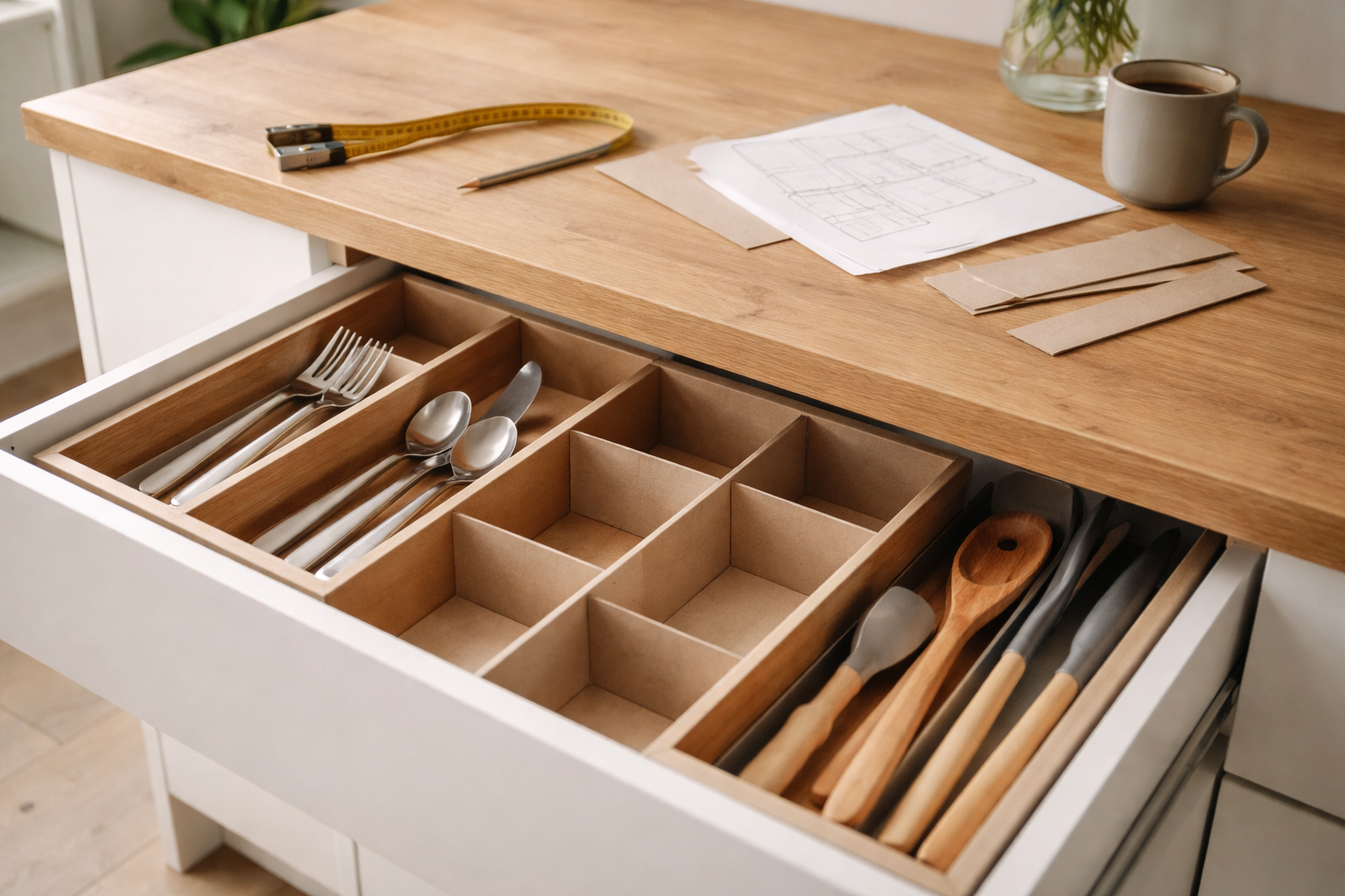 7 trin på 1 time: skuffeindretning i køkkenet der faktisk holder