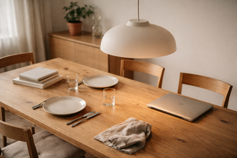 Den aften vi rykkede spisebordslampen 7 cm og alle stoppede med at knibe øjnene sammen