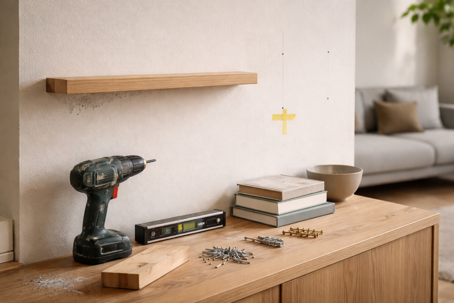 Hvordan du hænger en reol op uden at være bange for at den falder ned